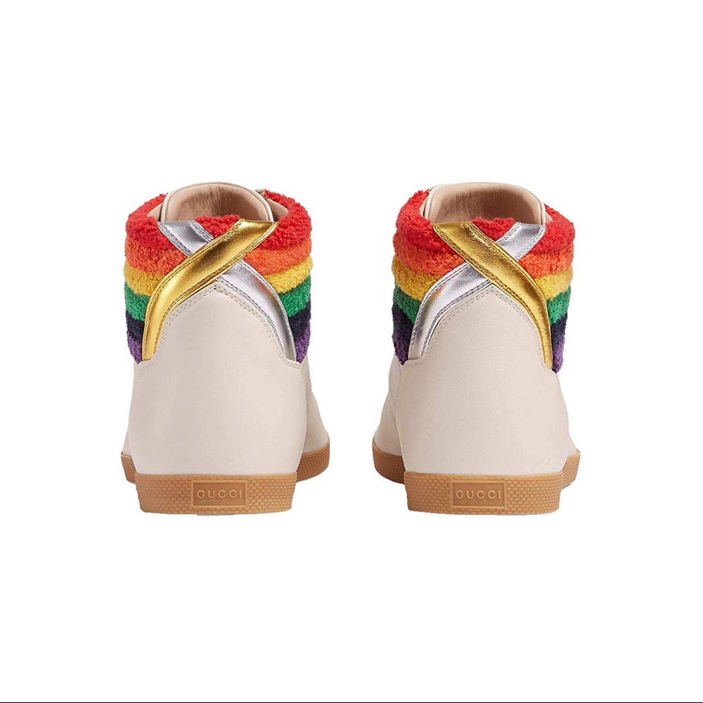NEW $750 GUCCI RAINBOW COLLAR BAMBI HIGH TOP SHOES - Picture 2 of 5